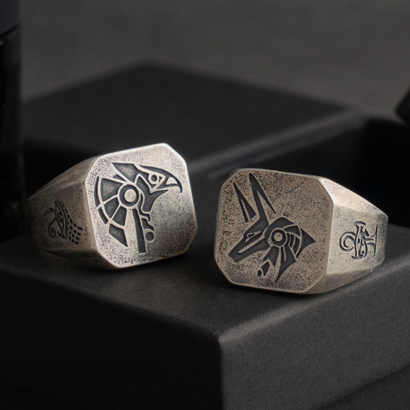 Men'S Accessories Jewelry Egypt - خاتم أنوبيس حورس المصري العتيق للرجال