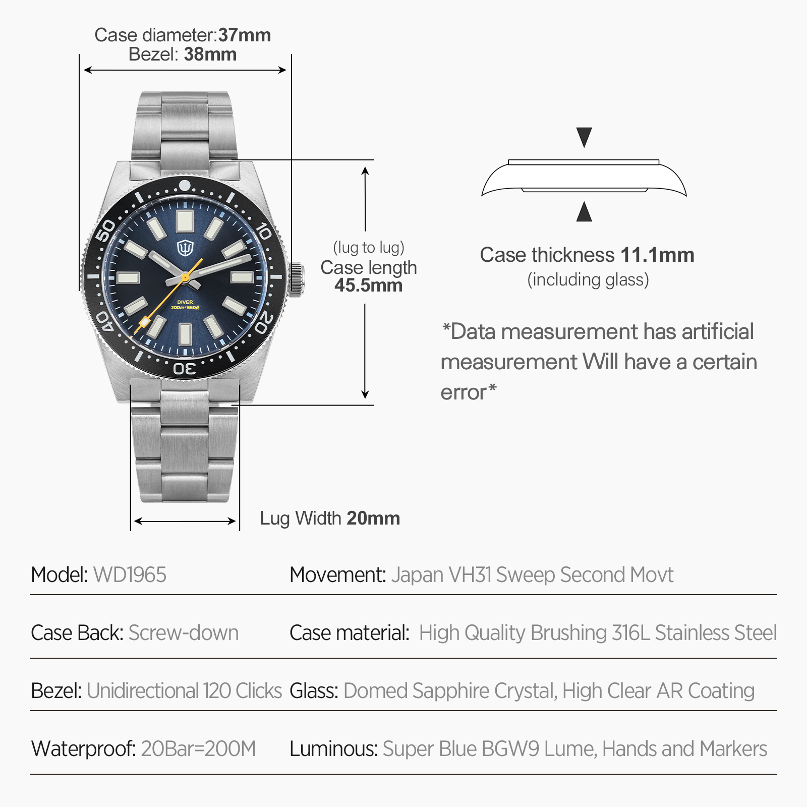 ساعة يد رجالية Watchdives WD19 - مراجعة Men'S Accessories And Jewelry وسعره