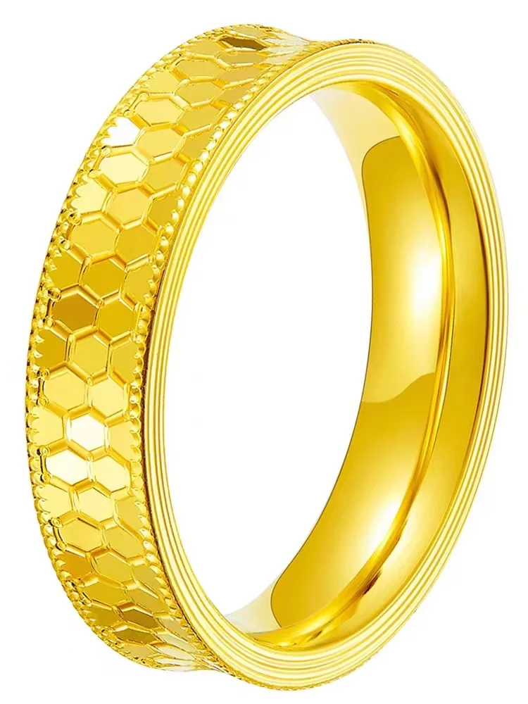 خاتم قرص العسل بلون ذهبي نقي ل - مراجعة Men'S Accessories Dubai وسعره
